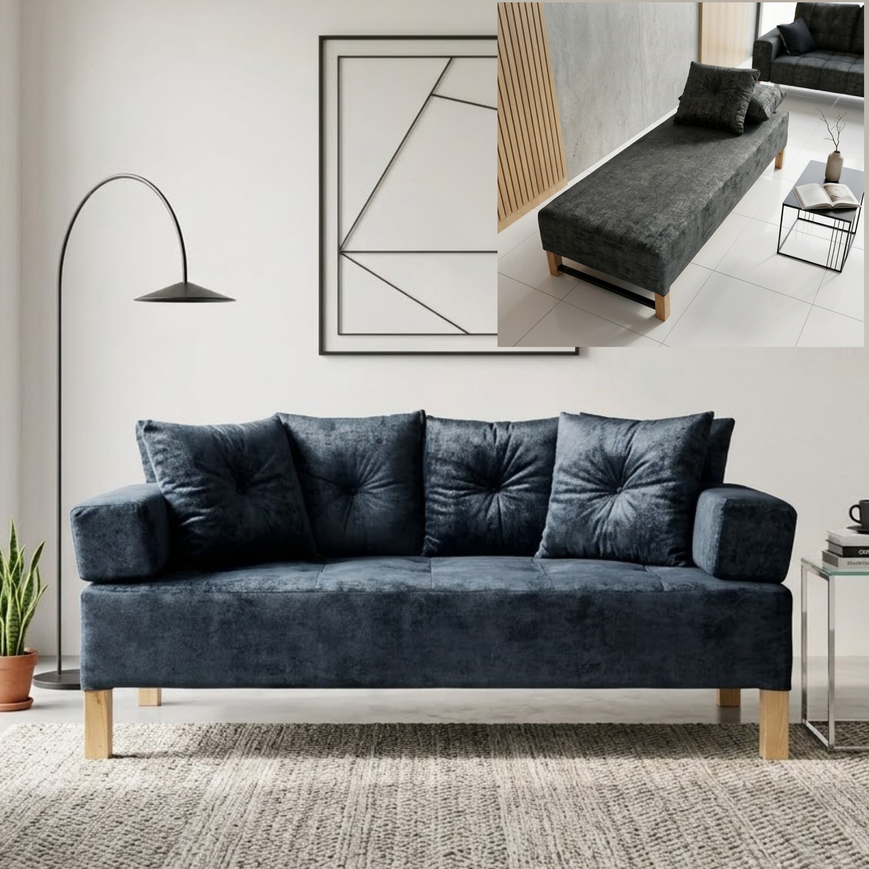 Estudio couch con cojines
